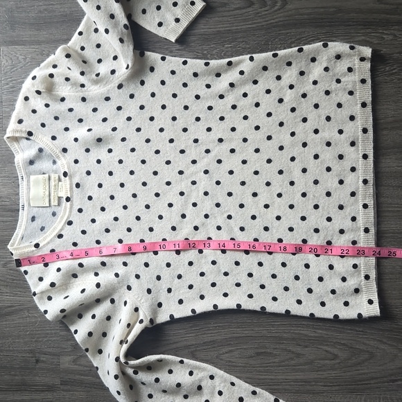 Cynthia Rowley 100% 2-Ply Cashmere Off White And Black Polka Dot Sweater Size M - Picture 5 of 6